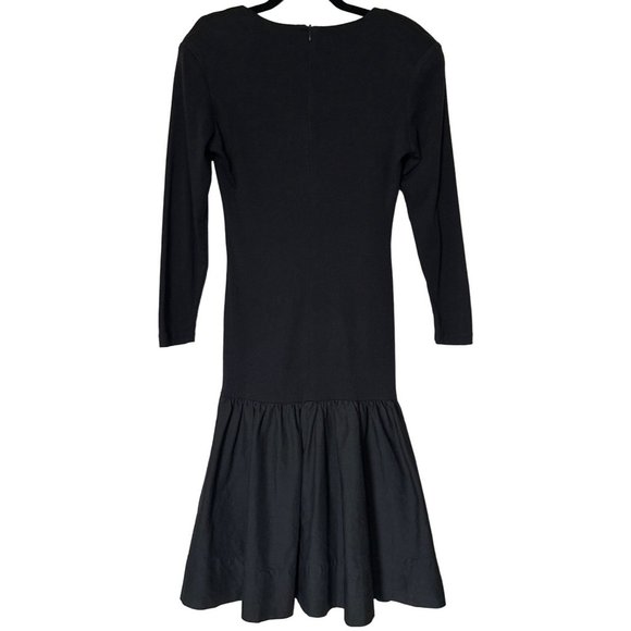 Vintage Linea Moda Brand Fit & Flare Black Dress Poly Blend Women's Size 4-READ - Picture 2 of 16